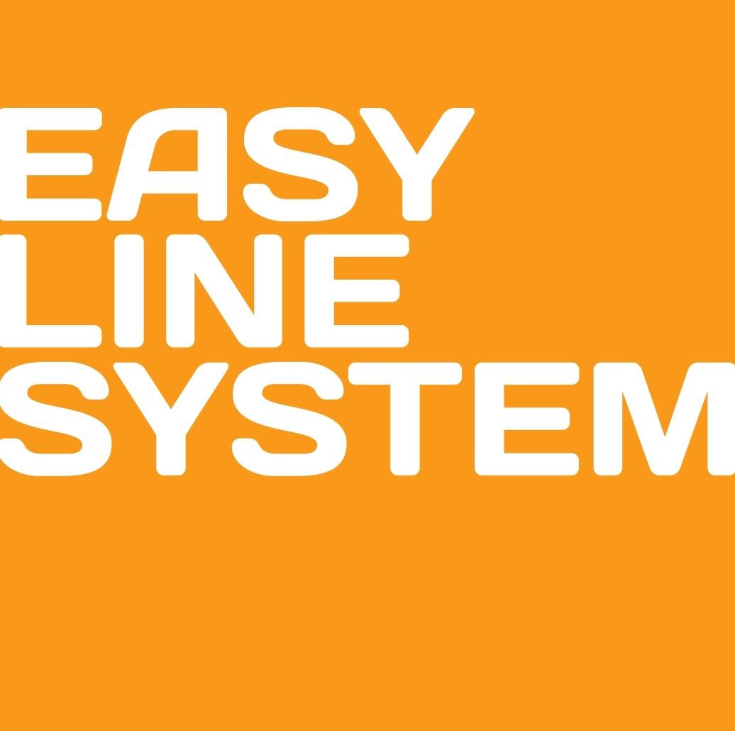 Easy Line System logo, with white writtens and orage background